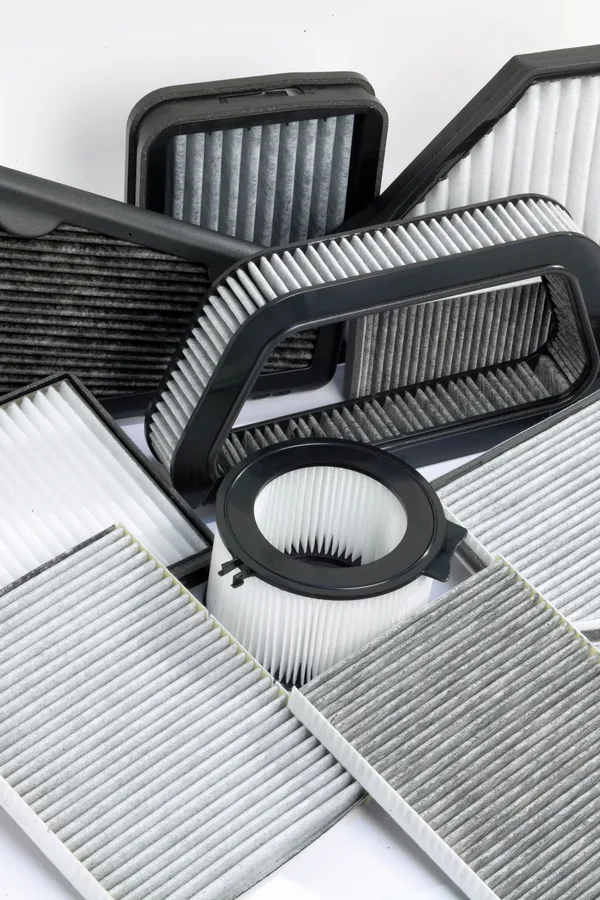 A photographed family of automotive cabin air filters.